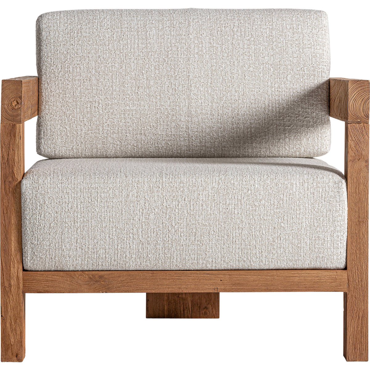 Fauteuil colonial en bois collection S.TESTA marron et beige, RECOLLECTION