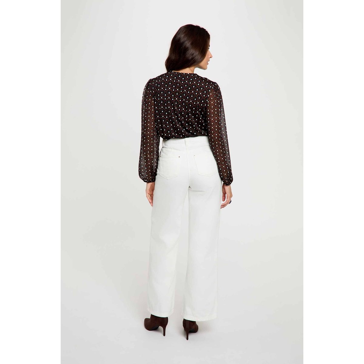 Blouse voile col lavallière multicolore, MORGAN