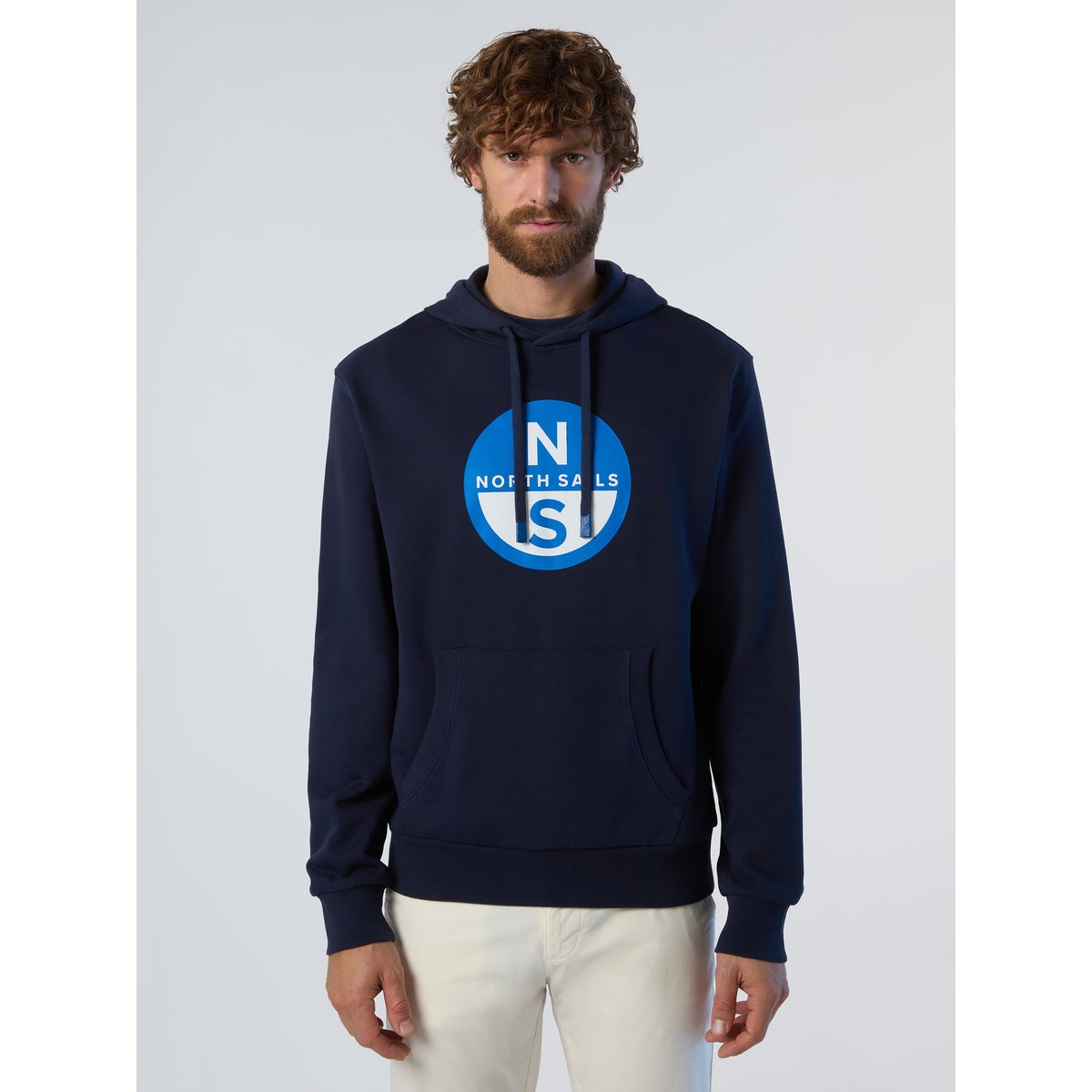 Sweat à capuche avec grand logo imprimé bleu marine, NORTH SAILS