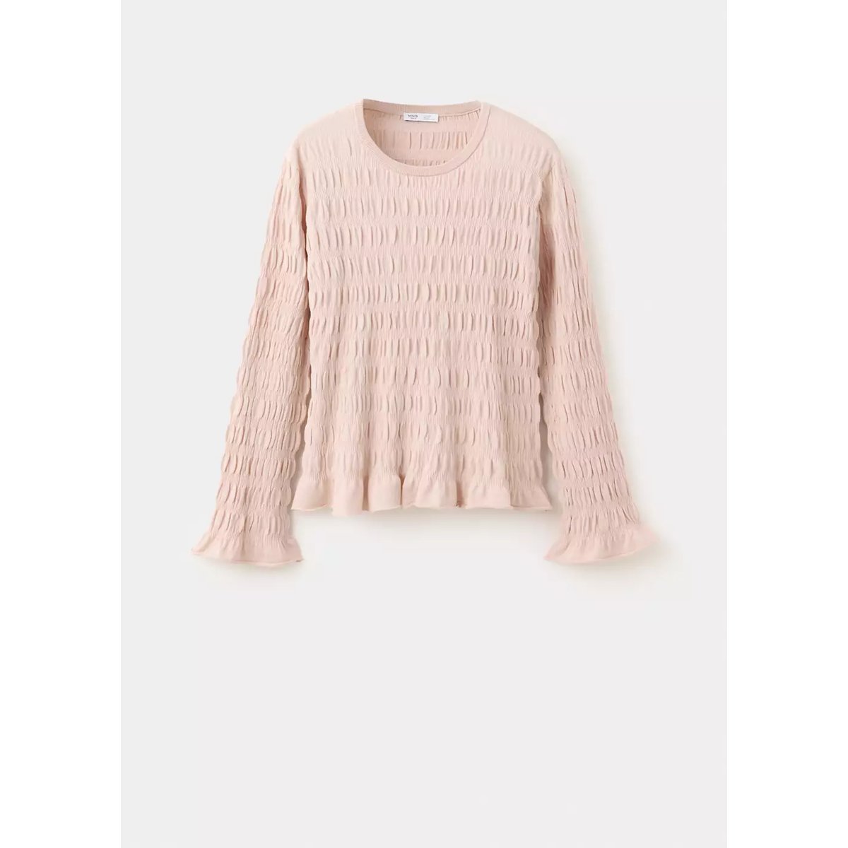 Pull en maille fine froncé rose pastel, MANGO TEEN