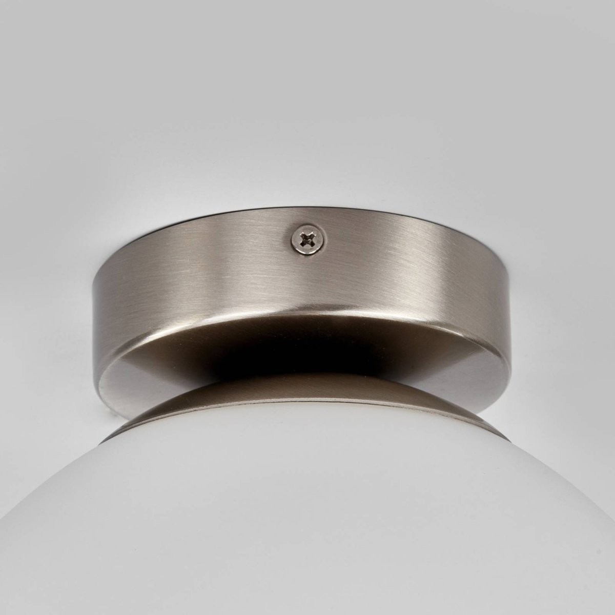 Plafonnier en verre moderne, Lennie blanc, nickel mat, LINDBY