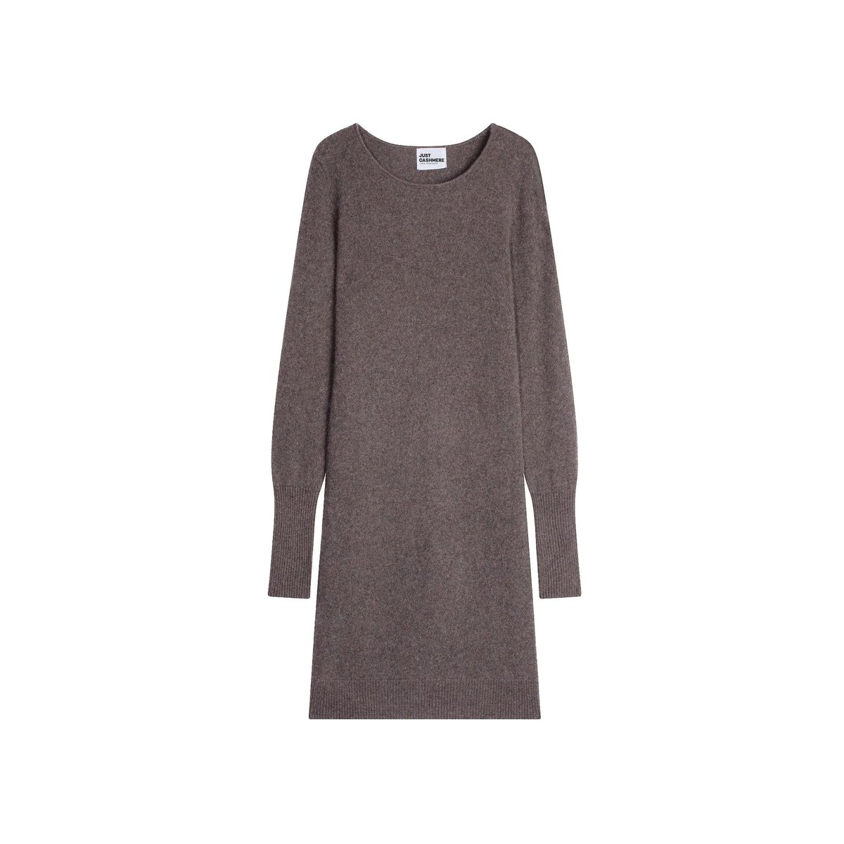 Robe Col Rond Taupe Chiné Susan marron, JUST CASHMERE