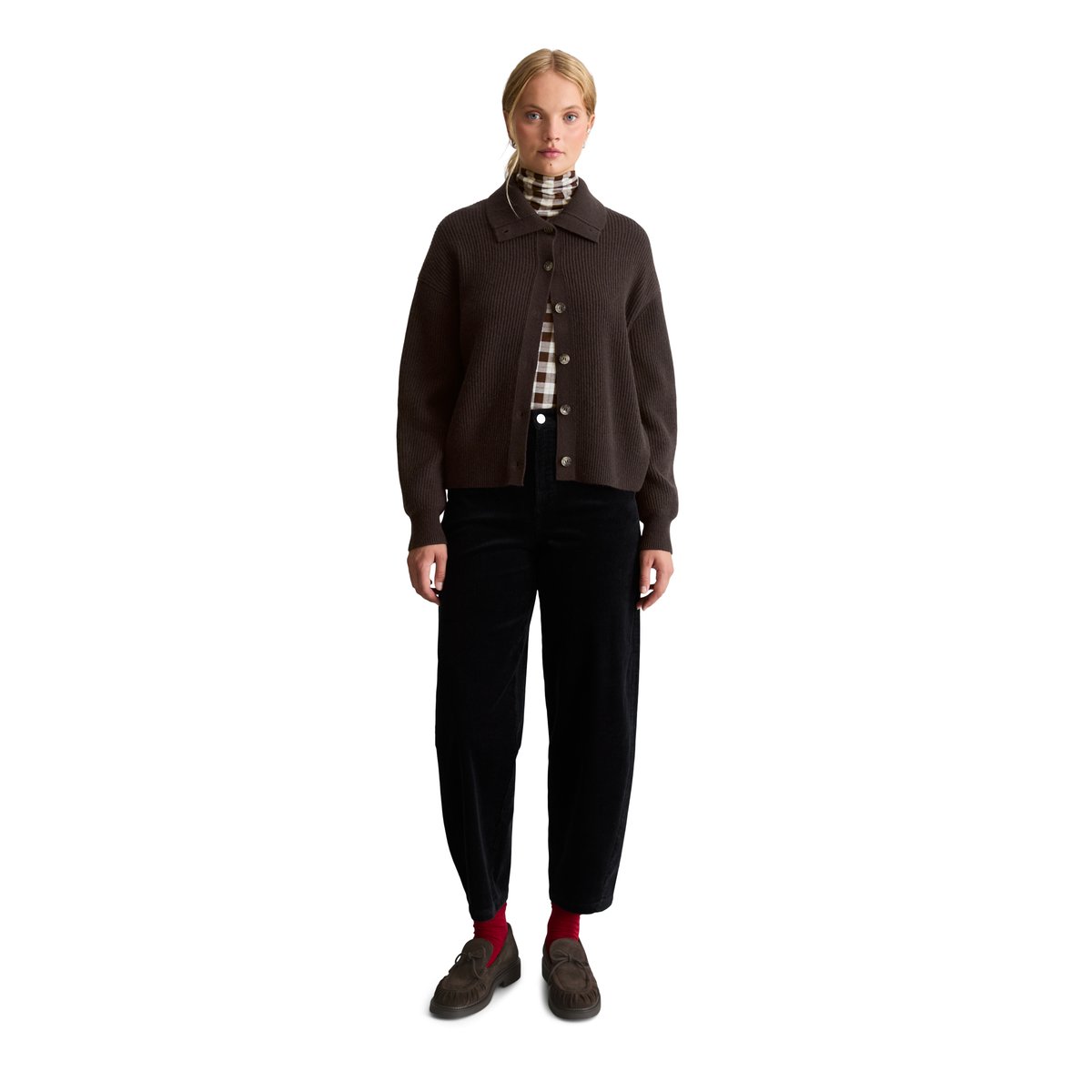 Cardigan en laine mérinos, coupe classique au toucher doux marron, MARC O’POLO DENIM