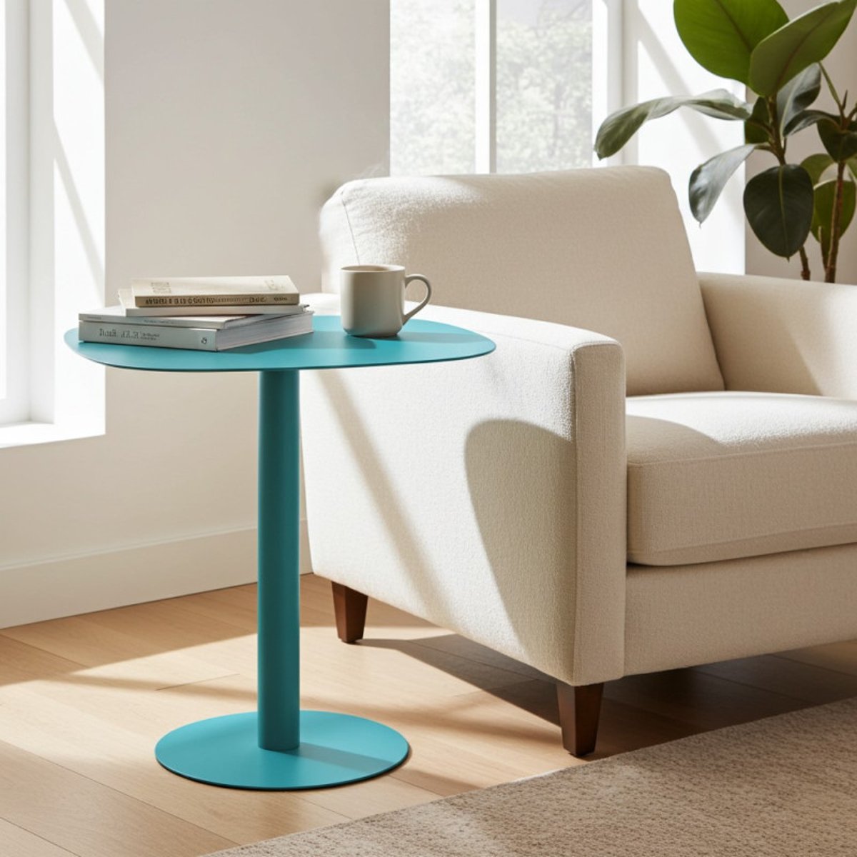 Table d'appoint design SKANDY en métal style scandinave turquoise, DON HIERRO