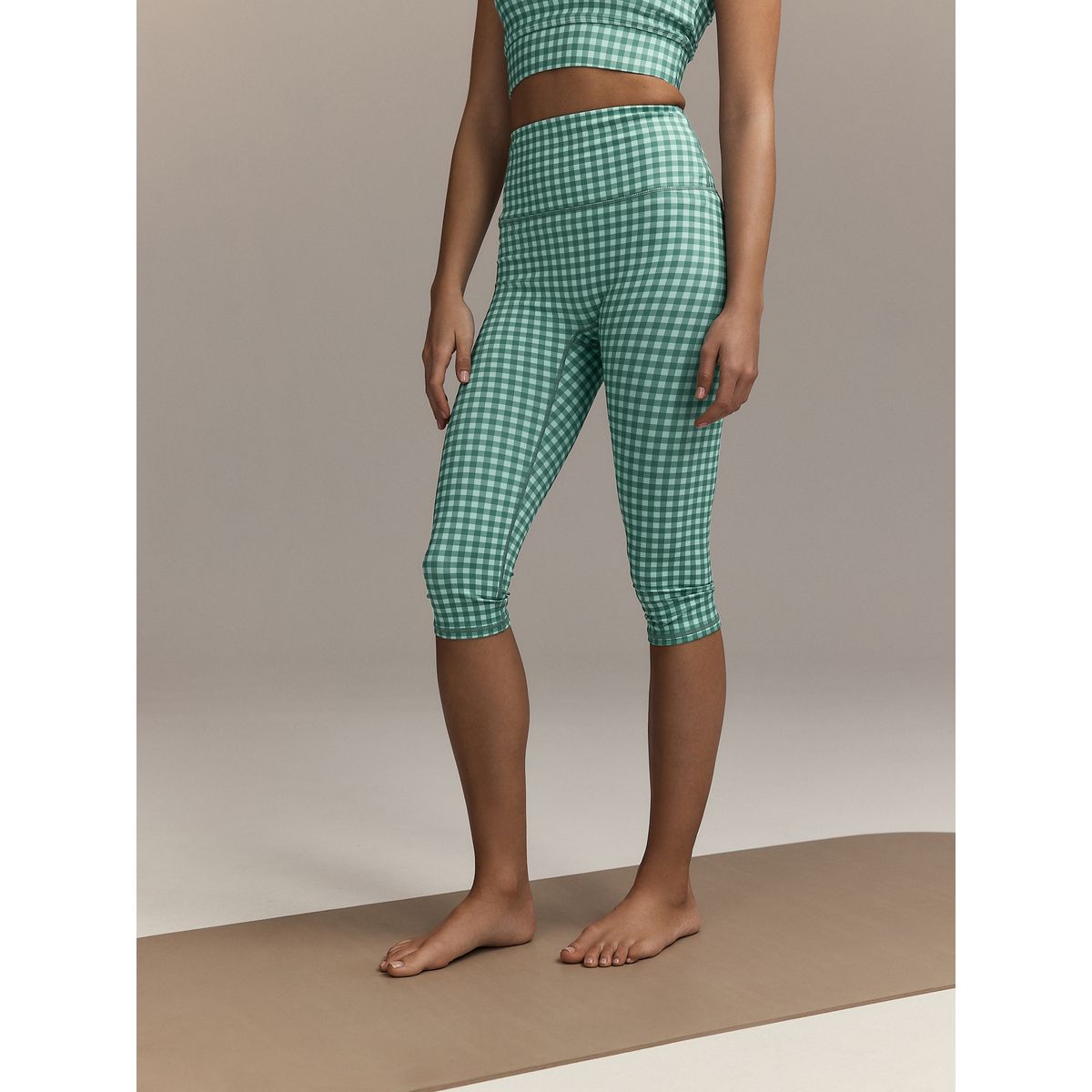 Legging capri de sport active power vichy vert, NEXT