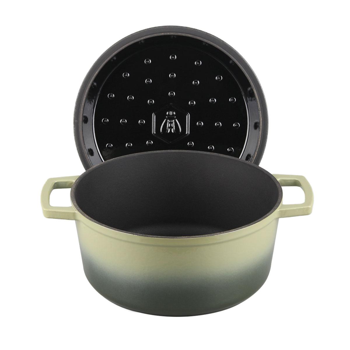 Cocotte en fonte ronde 25cm - "Masseiron Olivine" couleur unique, LAGUIOLE CUISSON