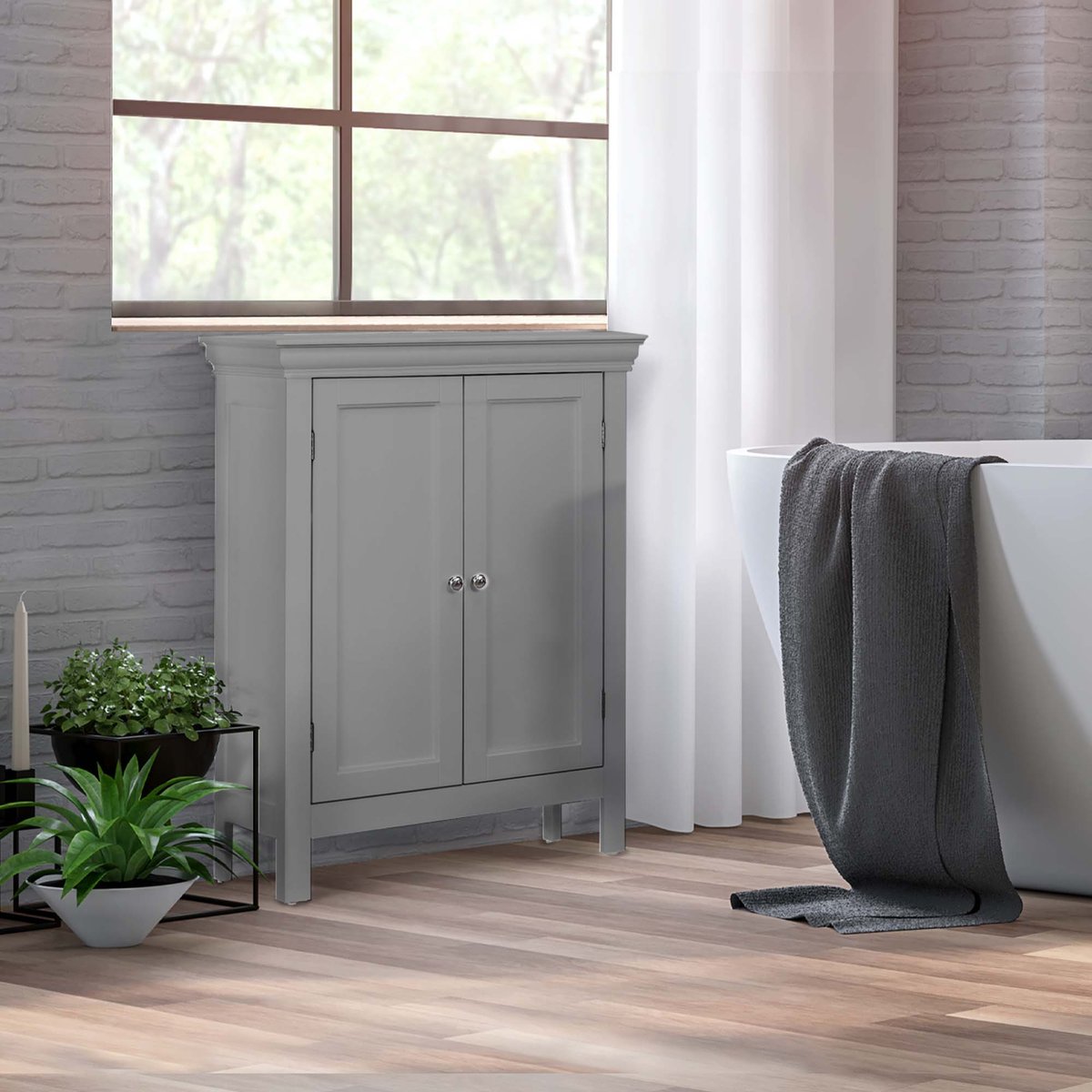 Meuble Bas Rangement Salle Bain STRATFORD gris, TEAMSON HOME