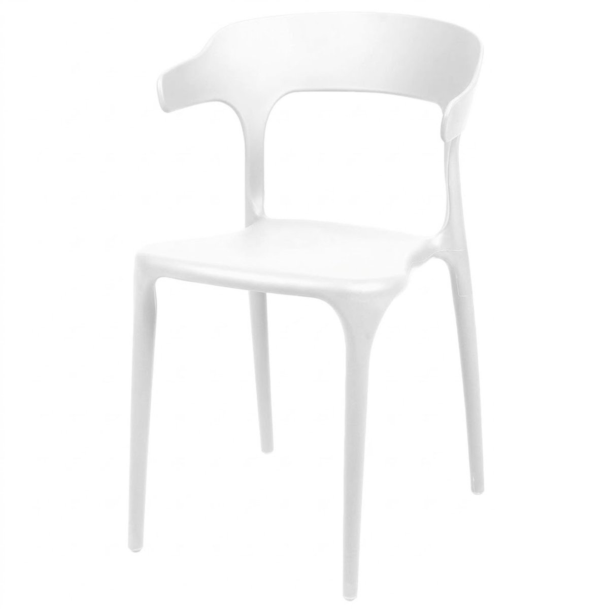Chaise en plastique blanc dossier arrondi 43x48x77cm blanc, WADIGA