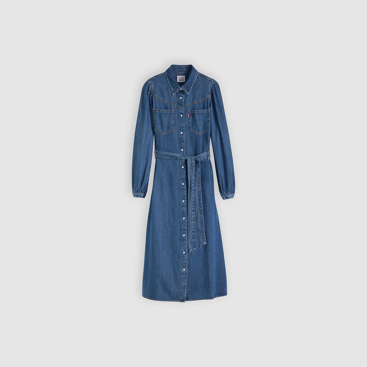 Robe midi chemise manches longues bleu denim, LEVI'S