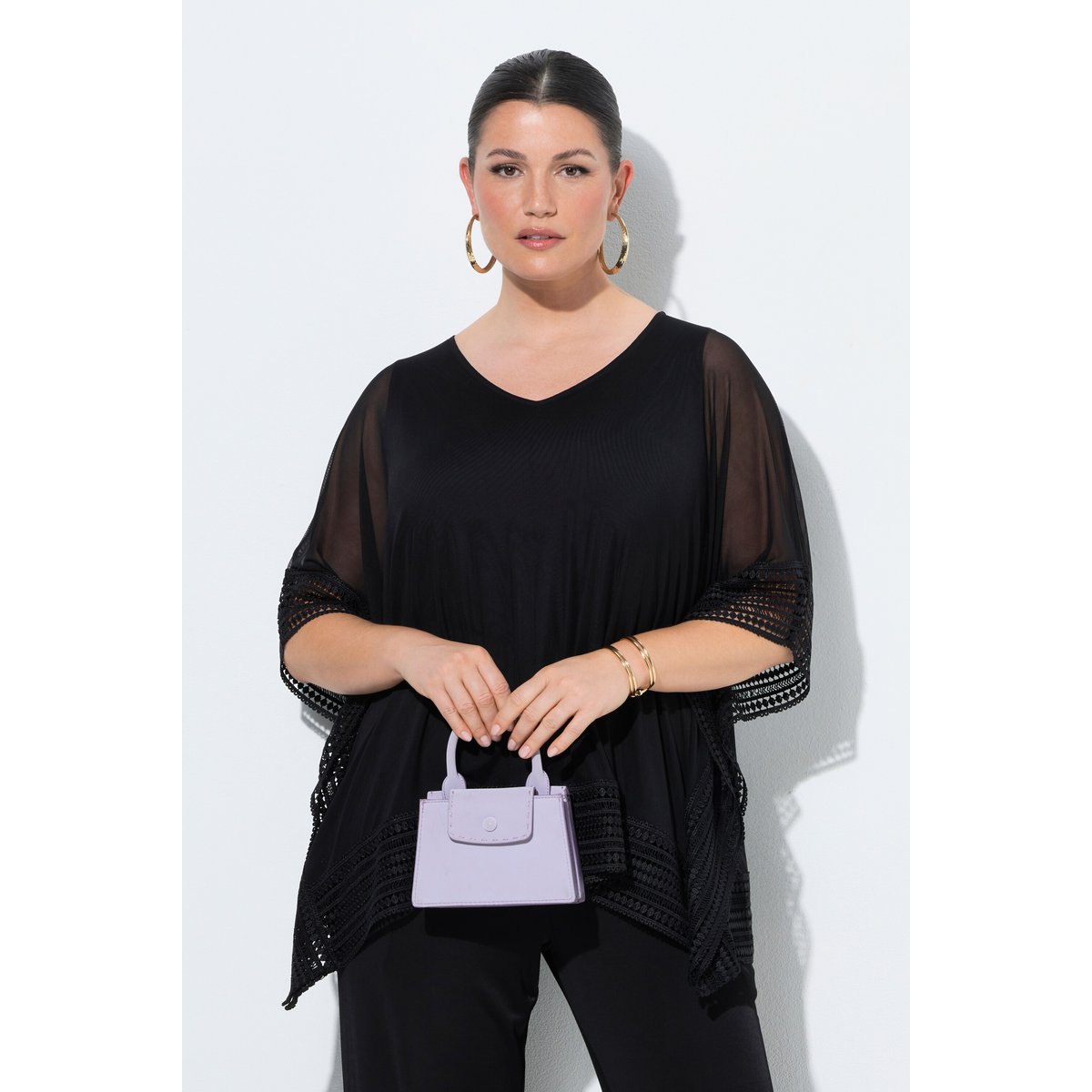 Chemisier oversize en tulle noir, ULLA POPKEN