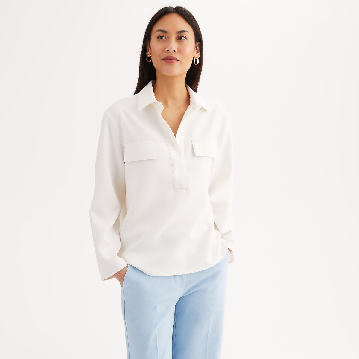 Chemise esprit vareuse, manches longues ecru, ANNE WEYBURN