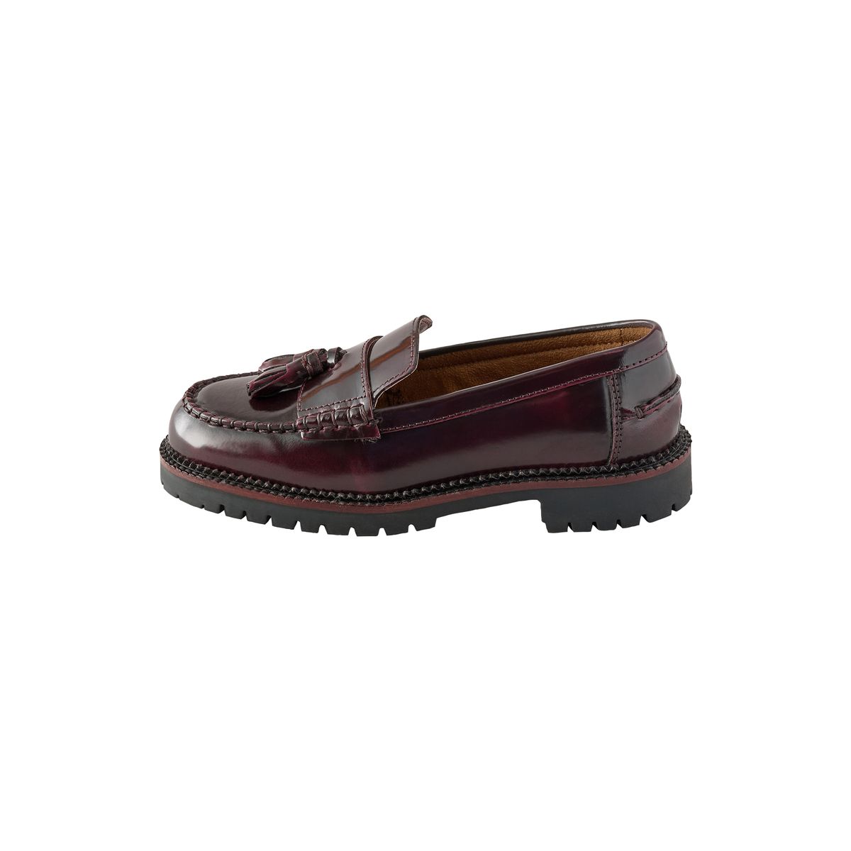 Mocassins habillés en cuir pompon bordeaux, NEXT