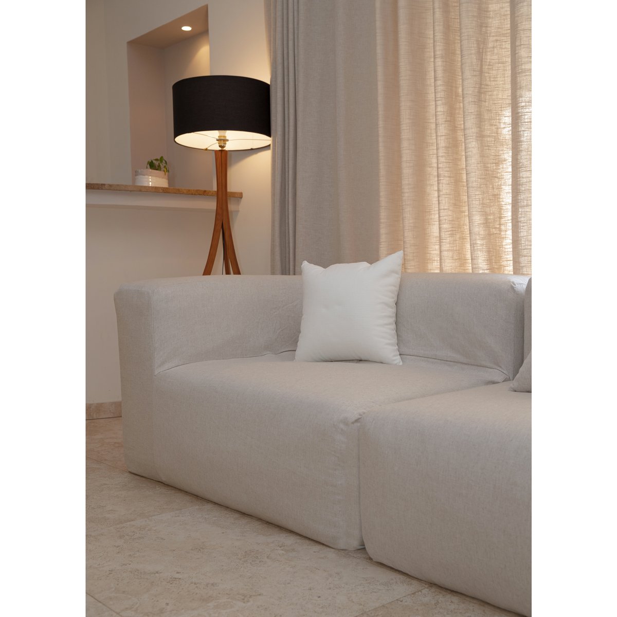 Canapé modulable en lin, déhoussable blanc, MX HOME