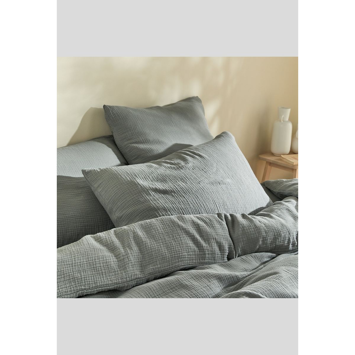 Taie d'oreiller rectangulaire, 50x70 cm, 100% coton bio, OEKOTEX algue, MONOPRIX