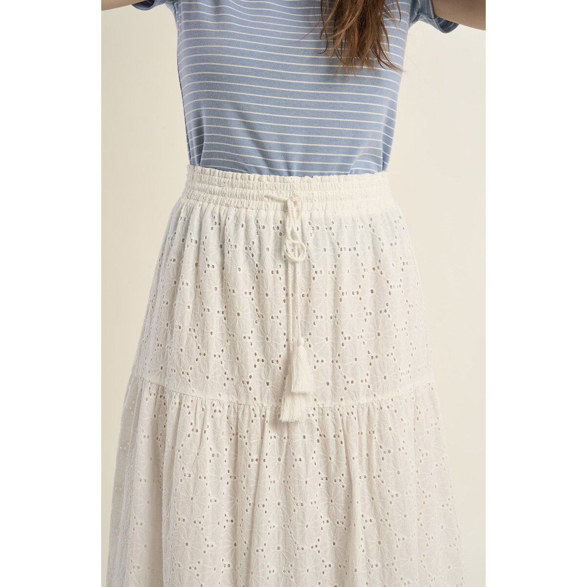 Jupe longue en broderies blanc, MOLLY BRACKEN