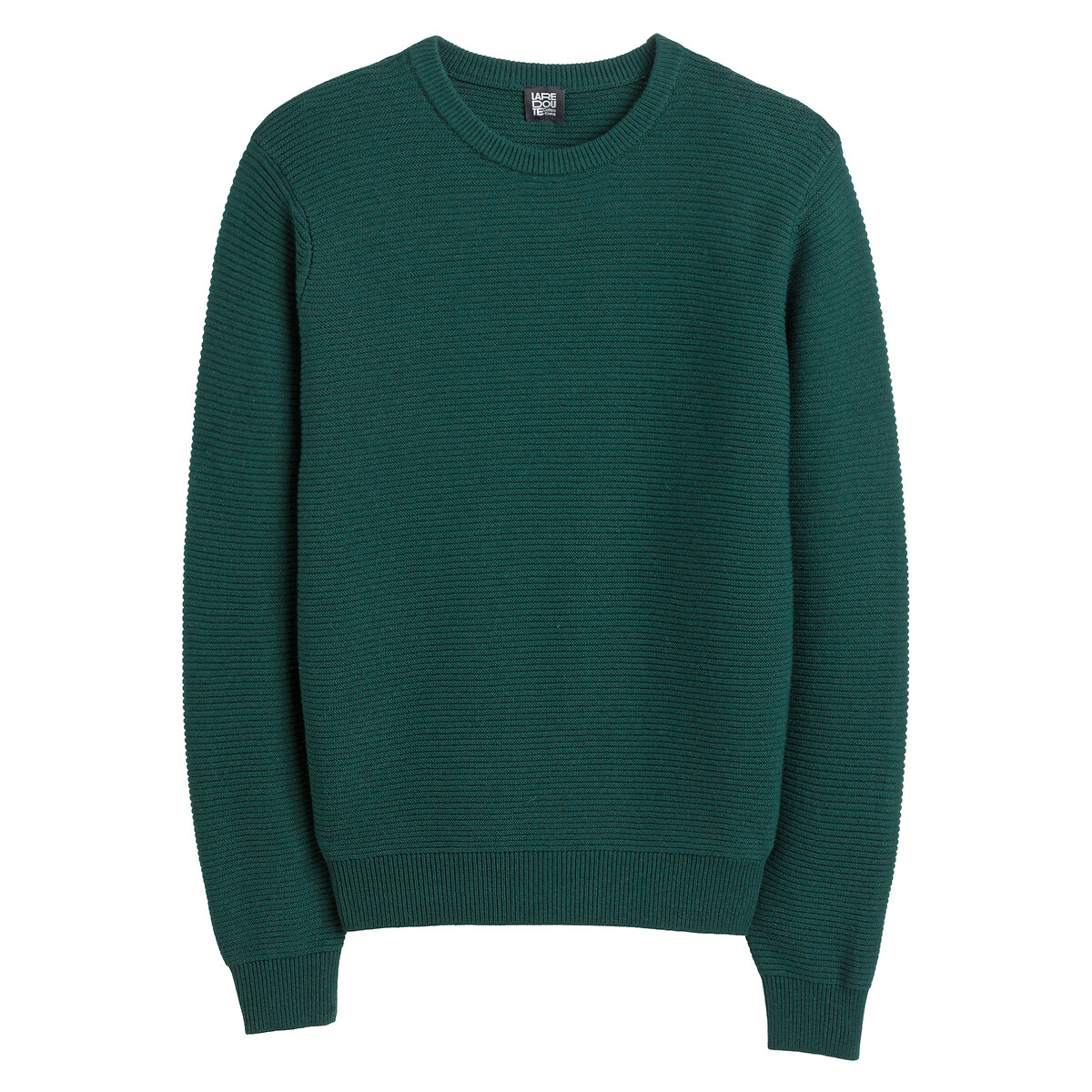 Merino Blend Ribbed Jumper with Crew Neck deep green, LA REDOUTE COLLECTIONS