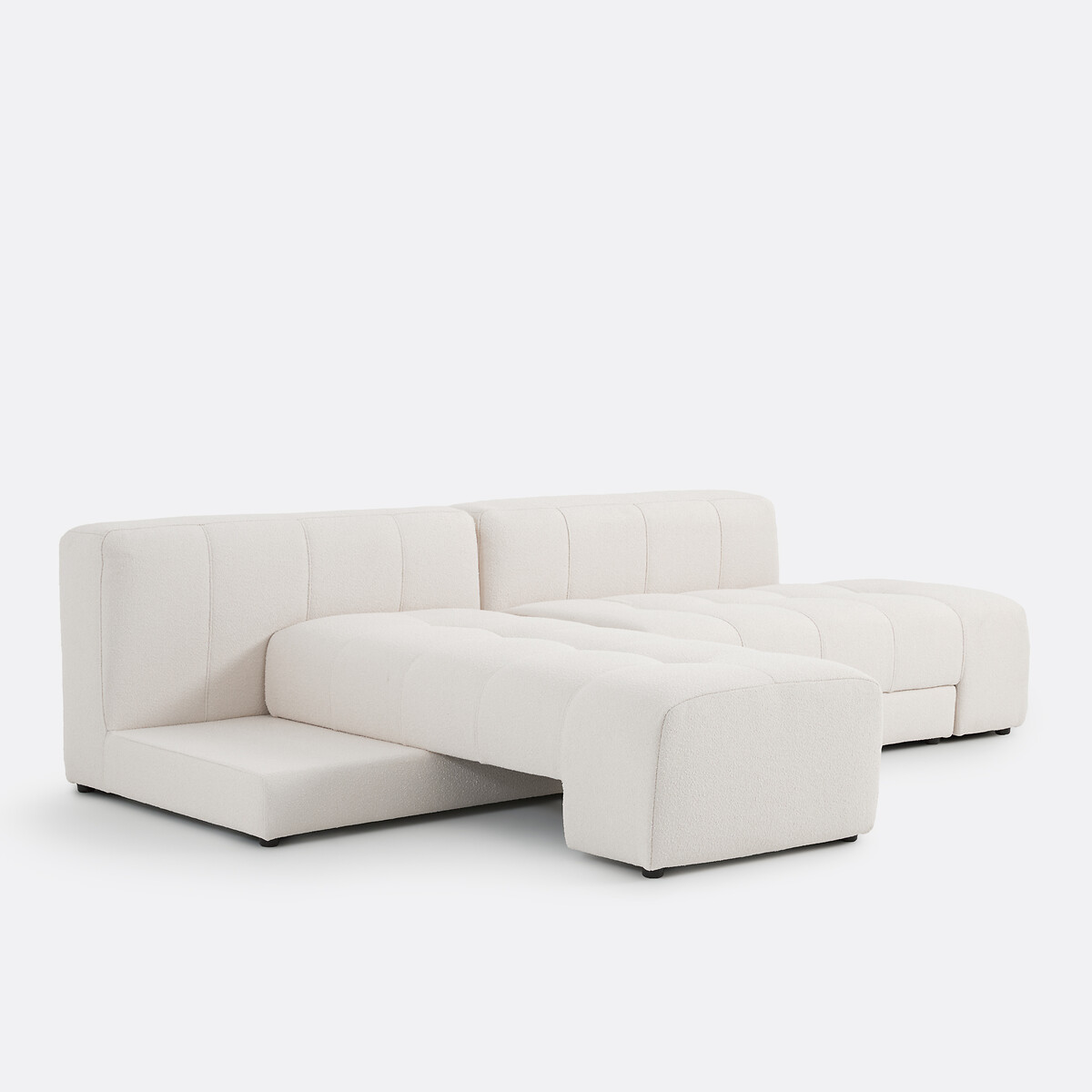 Canapé droit, 5 places, 4 en 1, en bouclette fine, FANO ecru, LA REDOUTE INTERIEURS