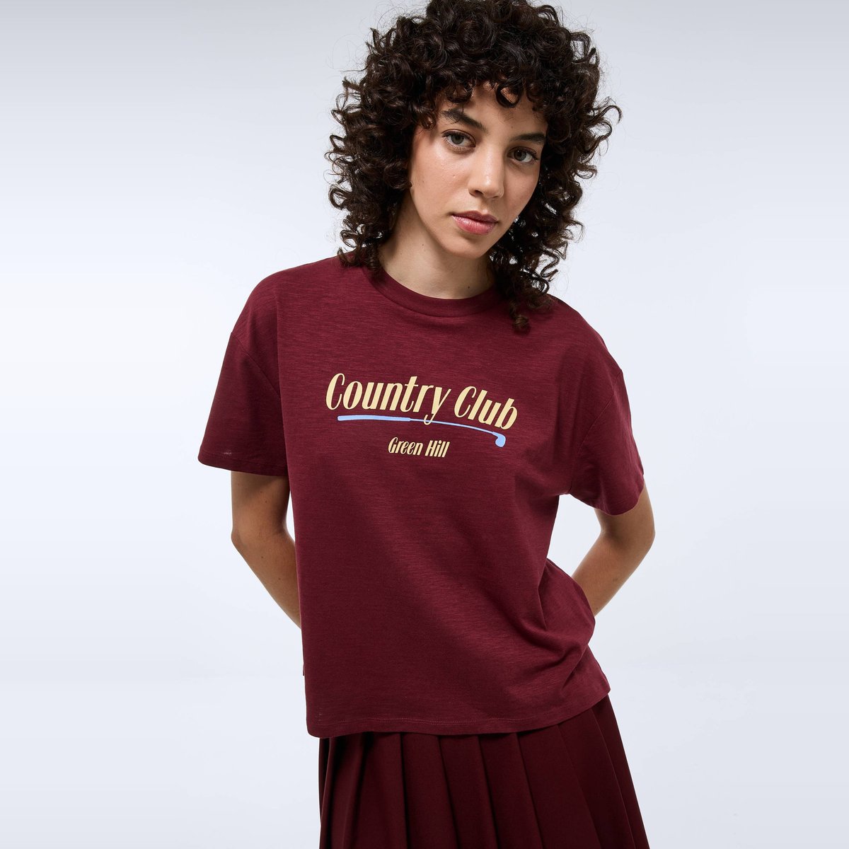 T-shirt manches courtes imprimé en coton BIO GOTS cabernet, MONOPRIX