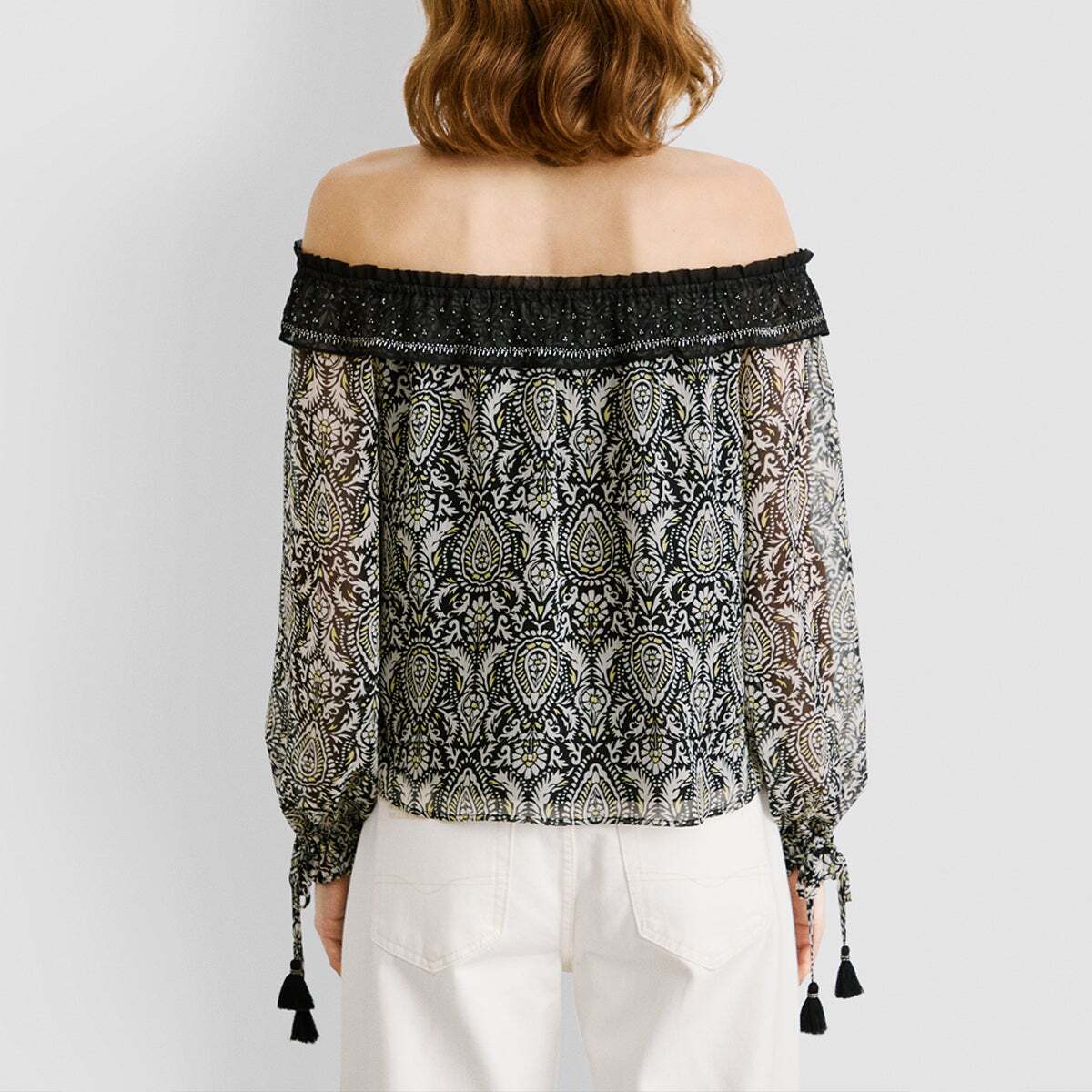 Blouse À Imprimé Paisley En Mousseline noir, PEPE JEANS