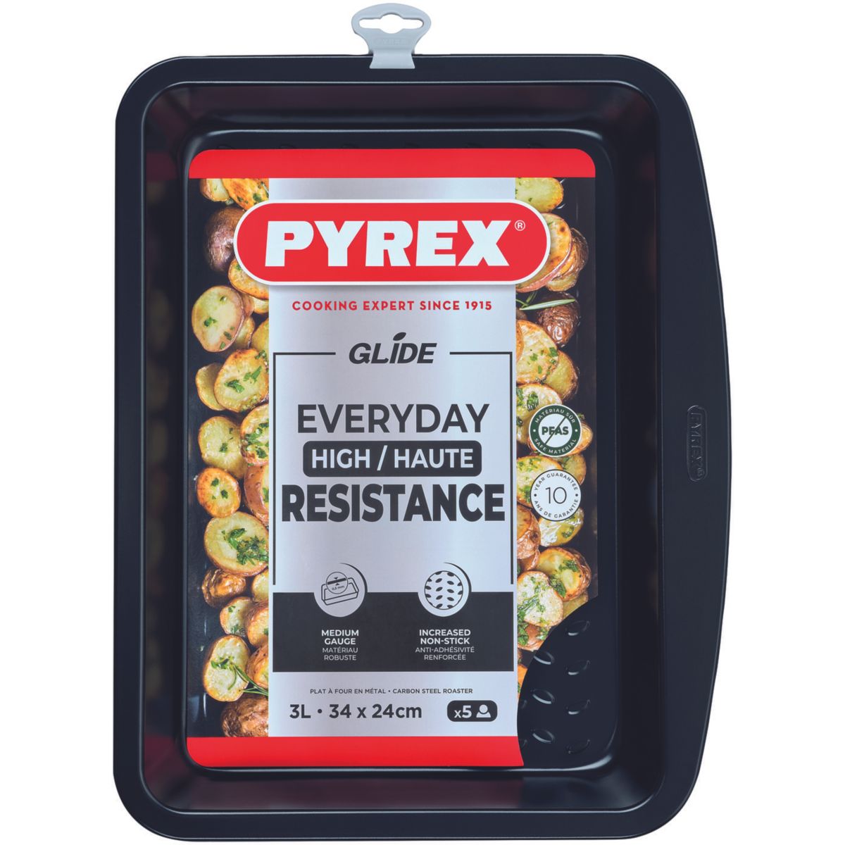 Plat au four Rectangulaire 34x24 Glide métal couleur unique, PYREX