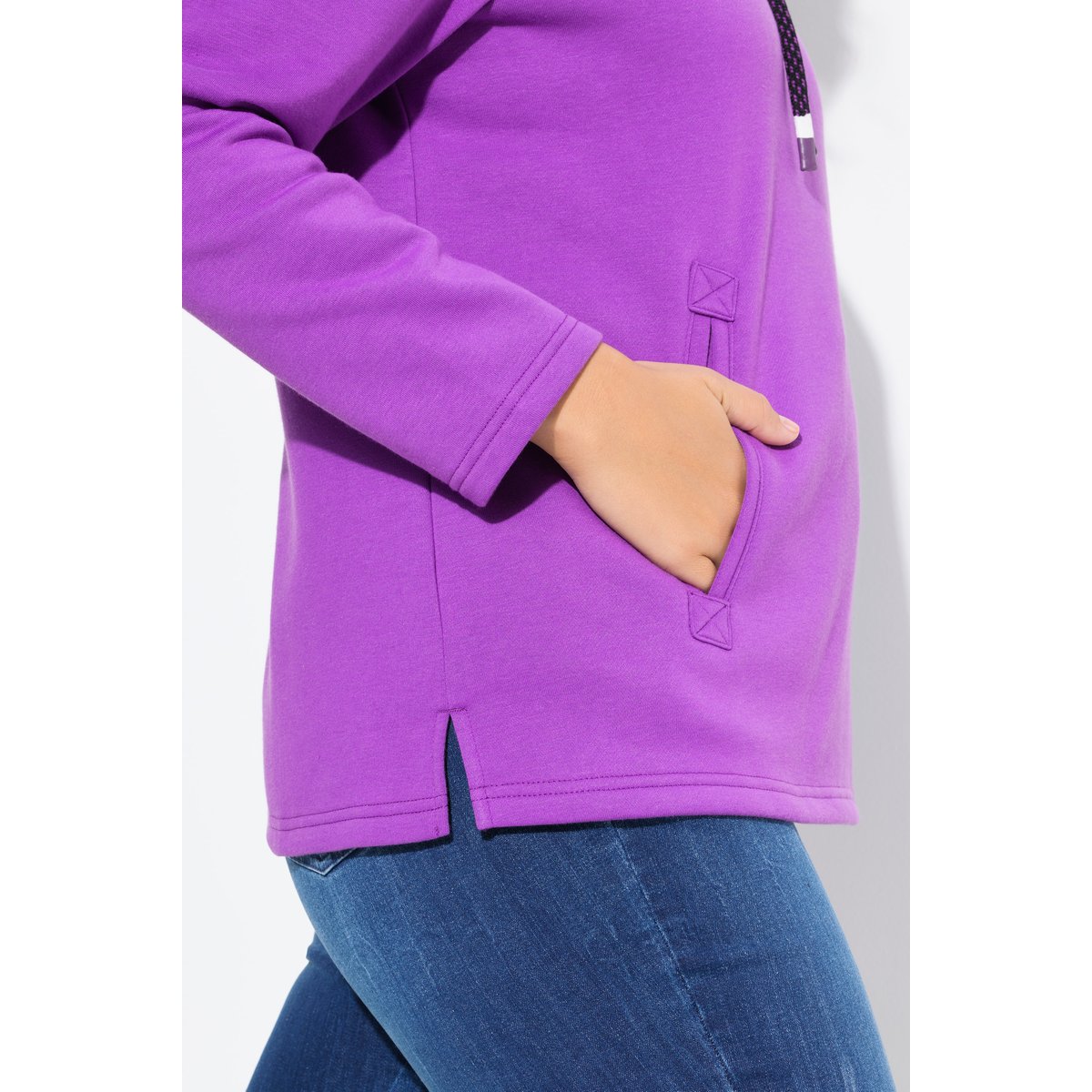 Sweat-shirt à capuche avec cordon de serrage violet, ULLA POPKEN