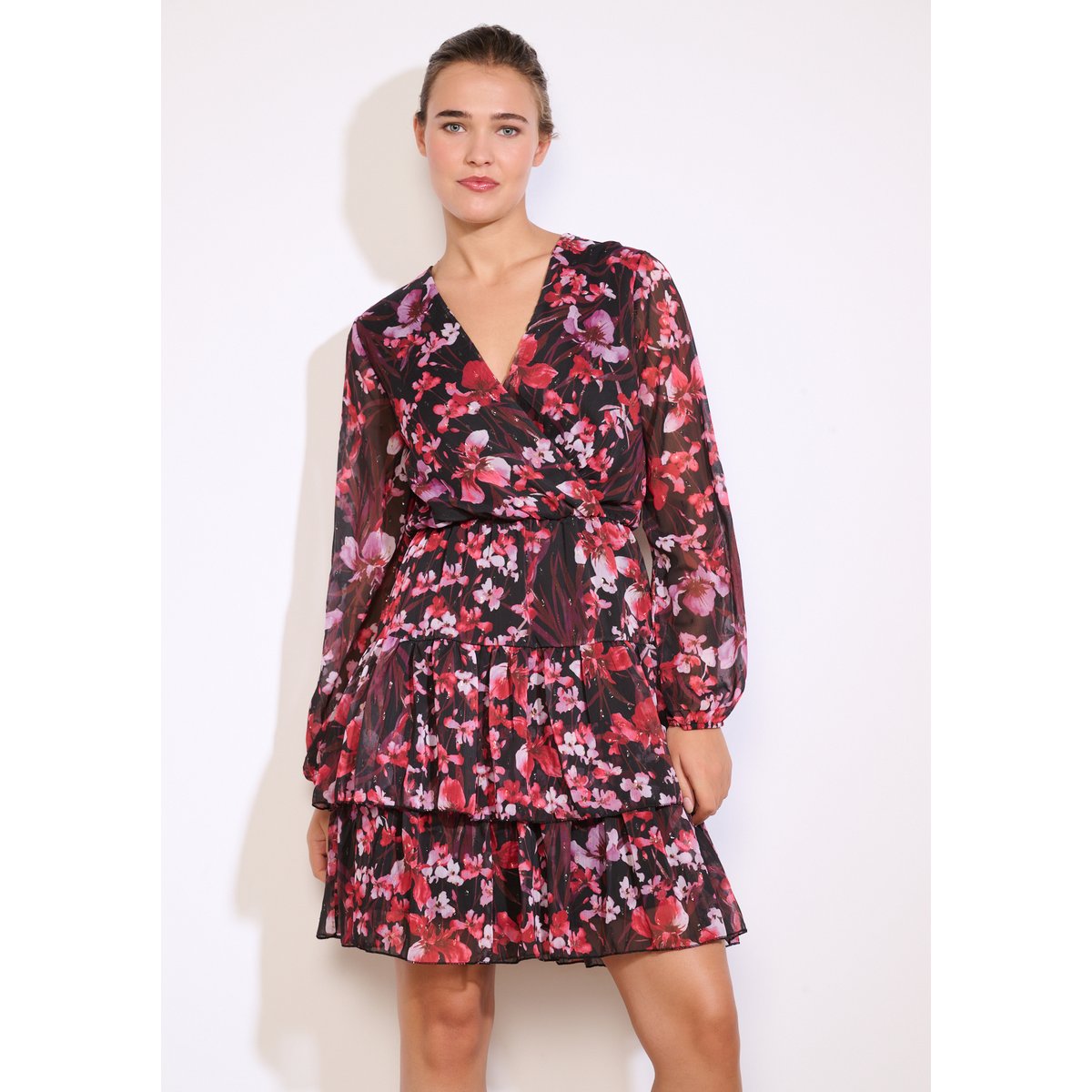 Robe courte à volants rouge, LOLALIZA