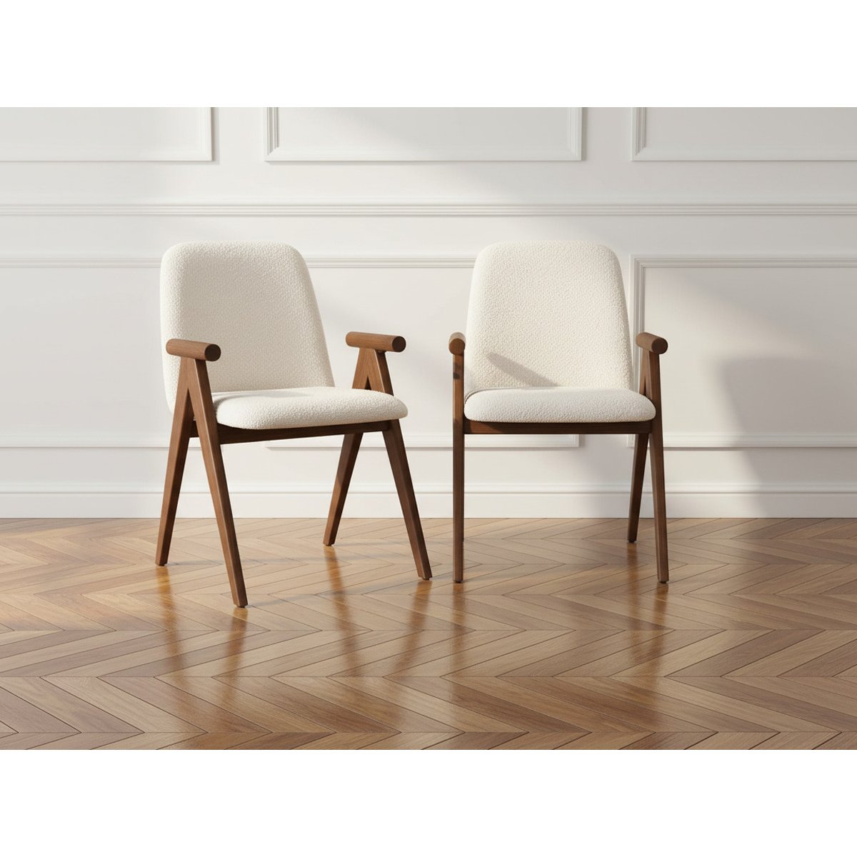 Lot de 2 chaises tissu bouclette, PAGNOL marron foncé, BOBOCHIC