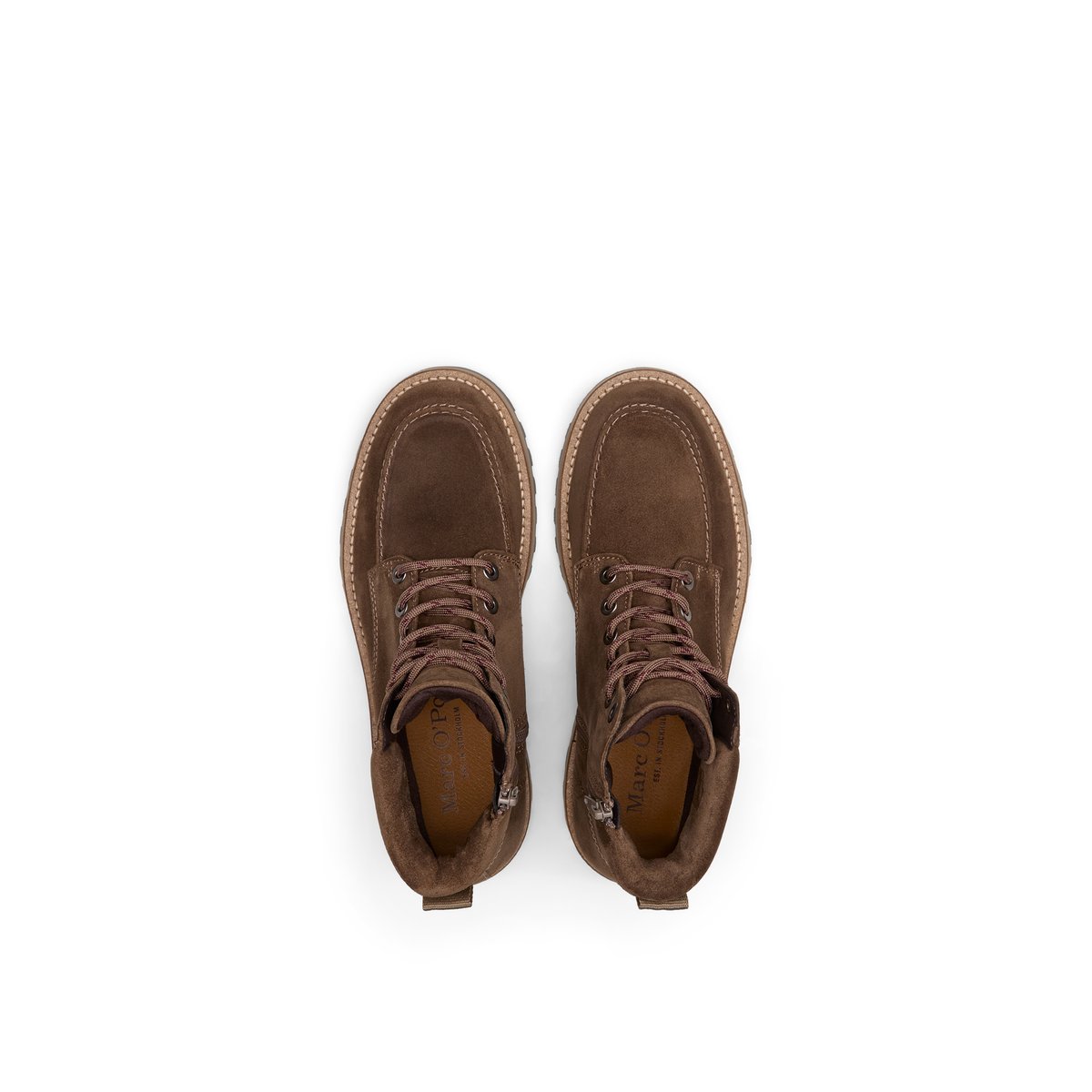 Bottes à lacets, modèle Jack avec fermeture éclair intérieure taupe, MARC O'POLO