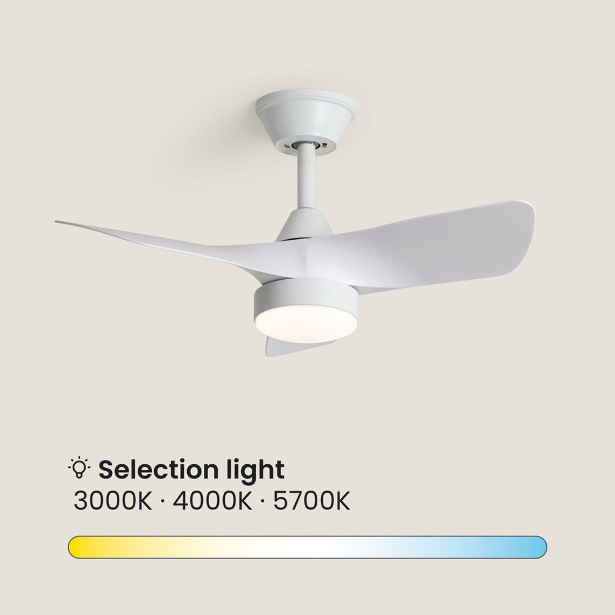 Ventilateur de plafond silencieux avec éclairage LED intégré- EROL couleur unique, DRAWER
