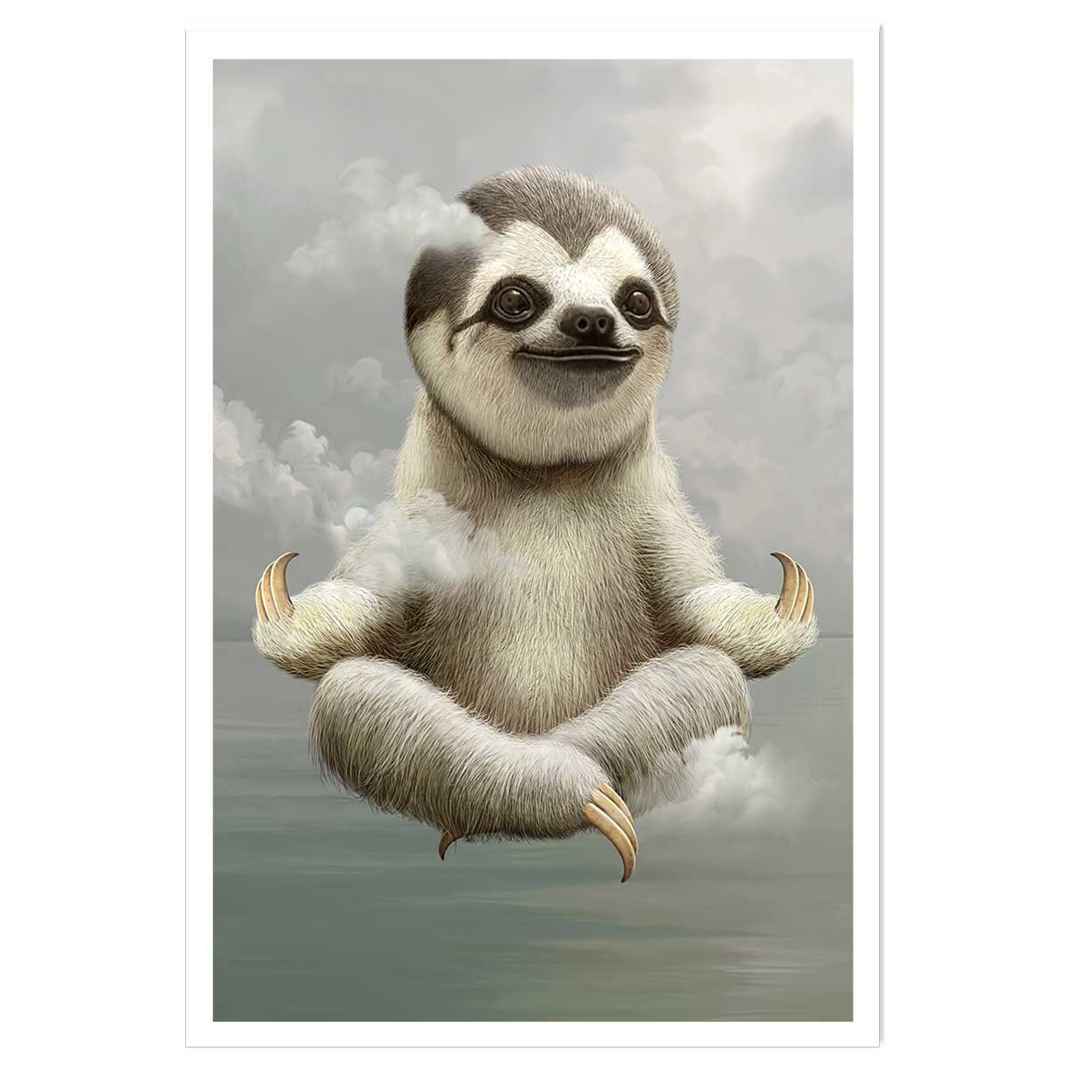 Affiche enfant paresseux méditant affiche seule, HEXOA