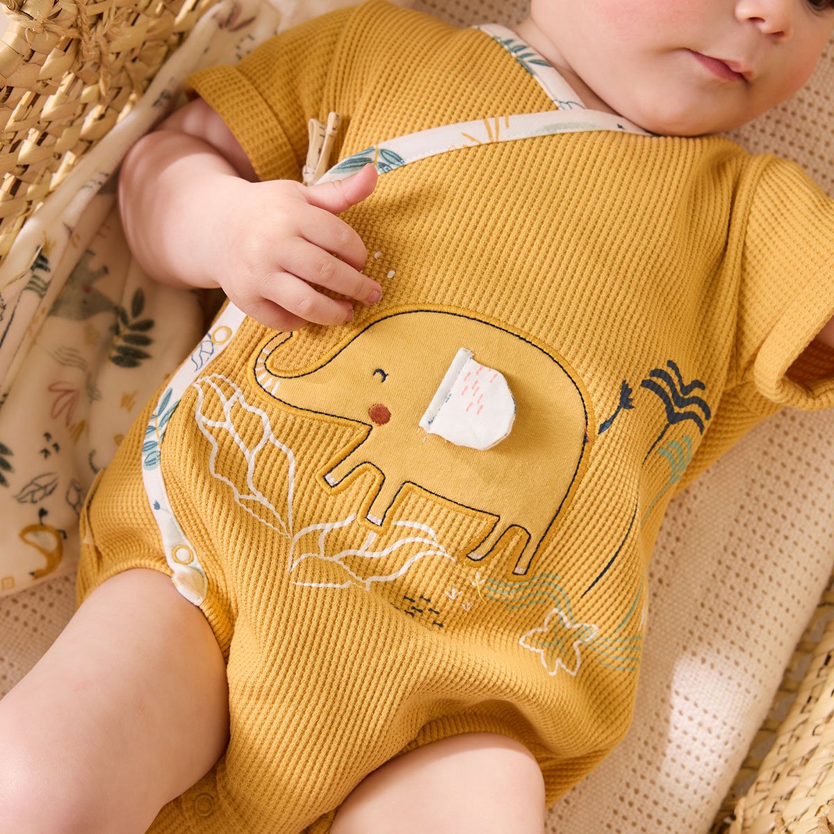 Barboteuse bébé Hawaiki ocre, PETIT BEGUIN