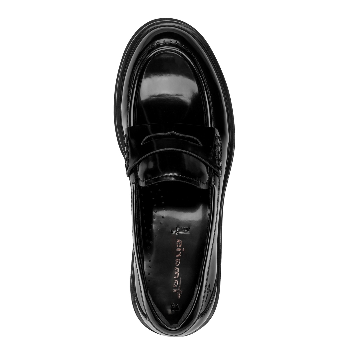 Mocassins vernis à semelle épaisse noir, TAMARIS