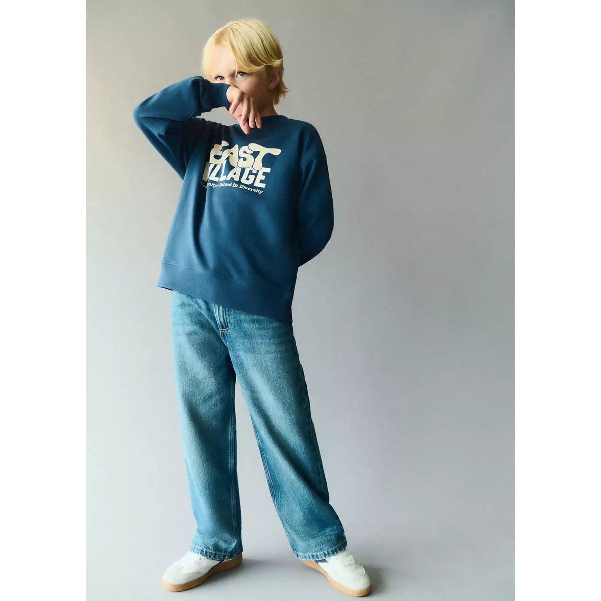 Sweat 100 % coton phrase bleu, MANGO KIDS