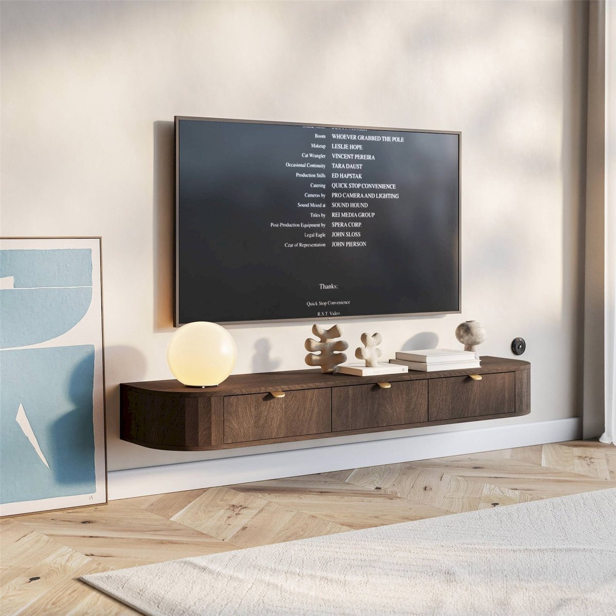 Meuble tv suspendu slim collection CORU chêne dunin, RECOLLECTION