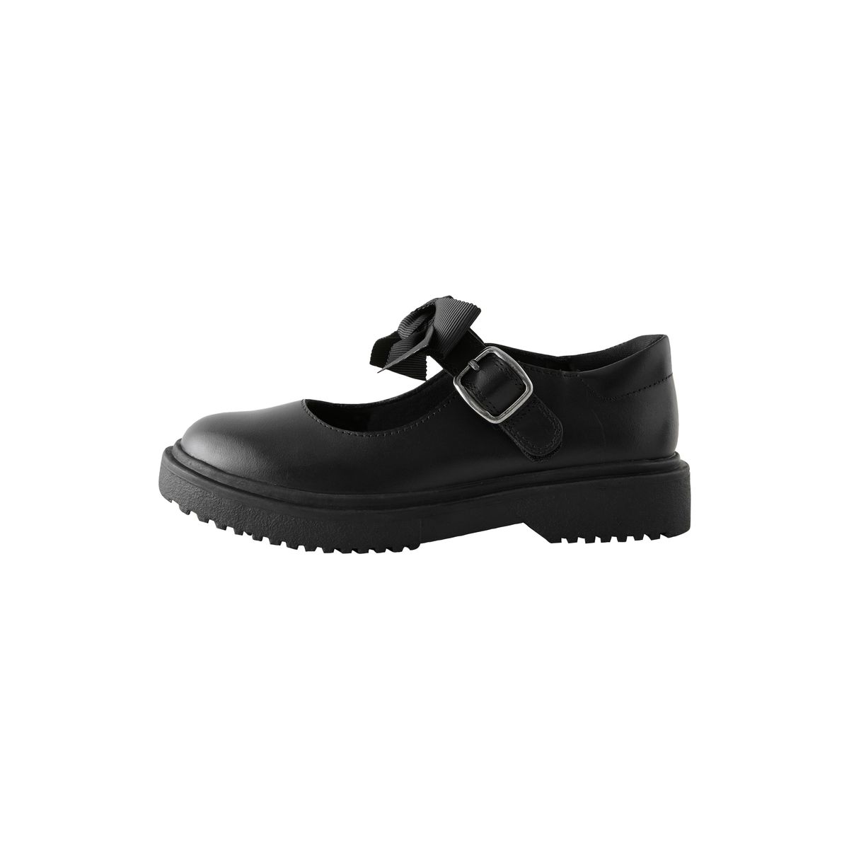 Babies d'école en cuir à semelle épaisse/nœud noir mat, NEXT