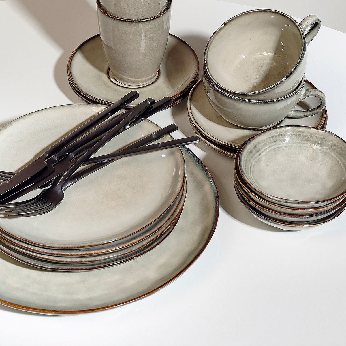 Lot de 4 assiettes 21 cm ARTISAN vert, SALT & PEPPER