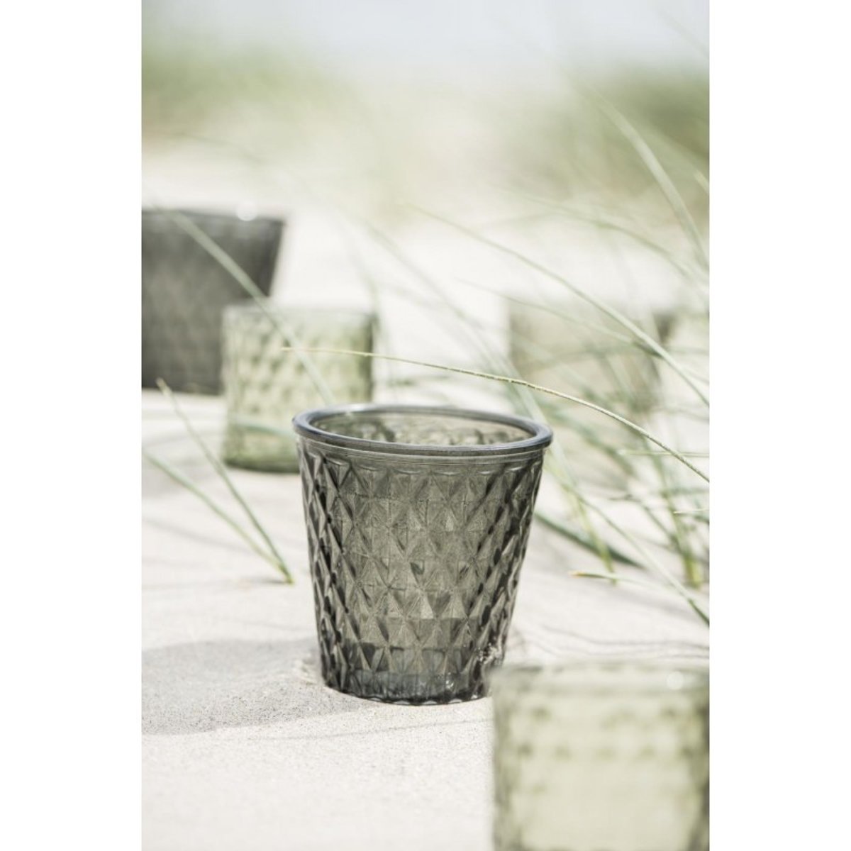 Photophore bougeoir verre gris, IB LAURSEN
