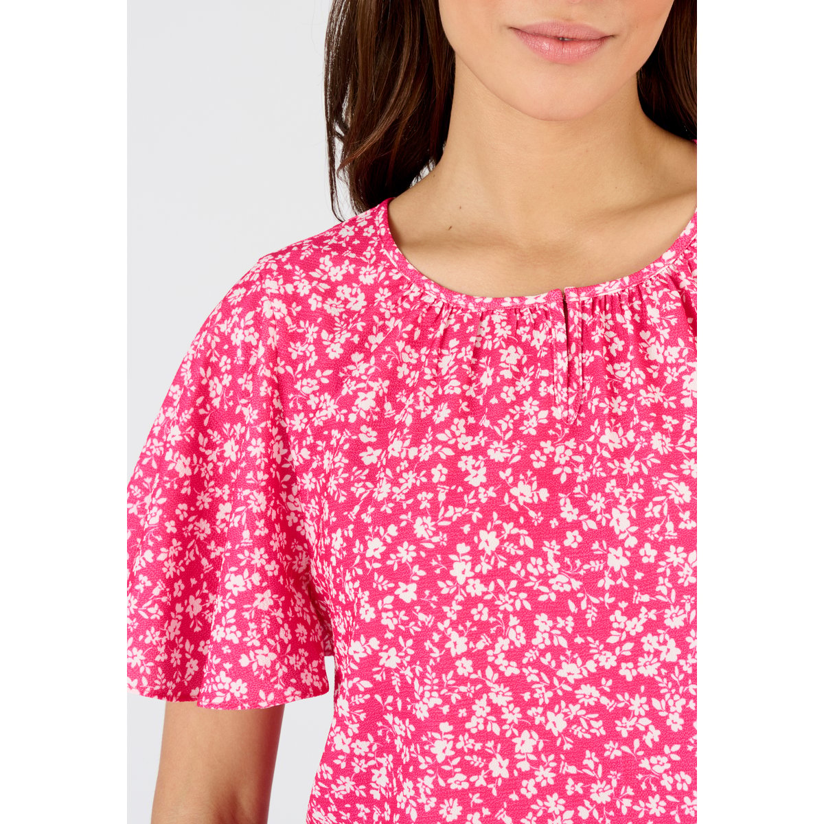 Blouse crêpe reliéfé rose fleuri, DAMART