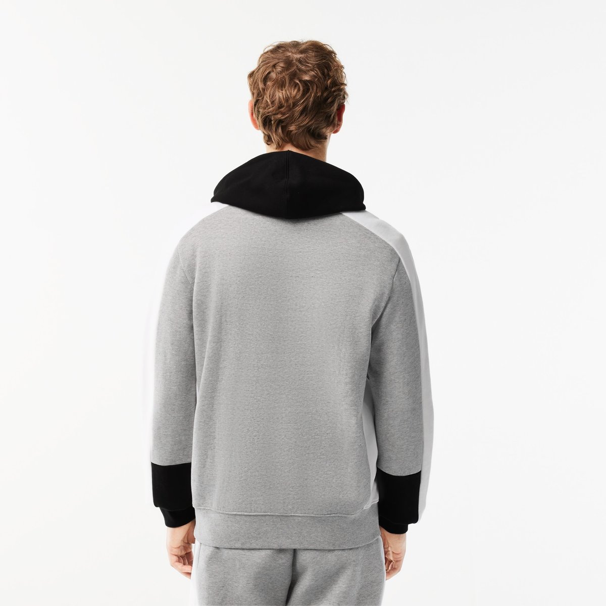 Sweatshirt zippé à capuche color-block gris-sj1, LACOSTE