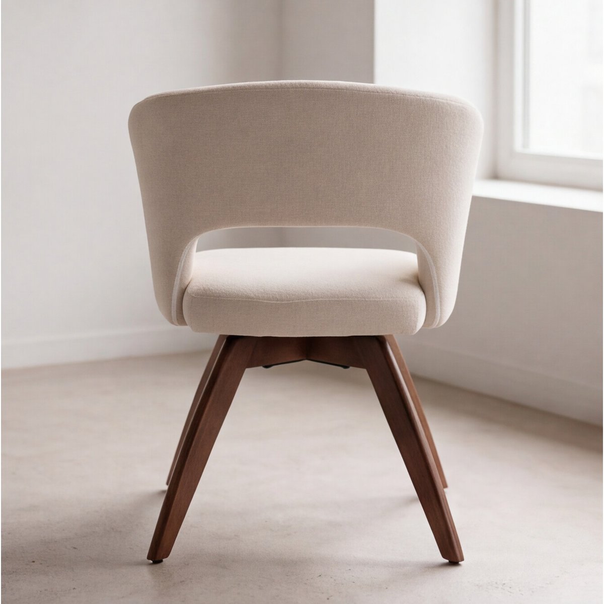 Lot de 2 chaises en bois et tissu boucle, HOLLY beige, bois foncé, HAPPY GARDEN