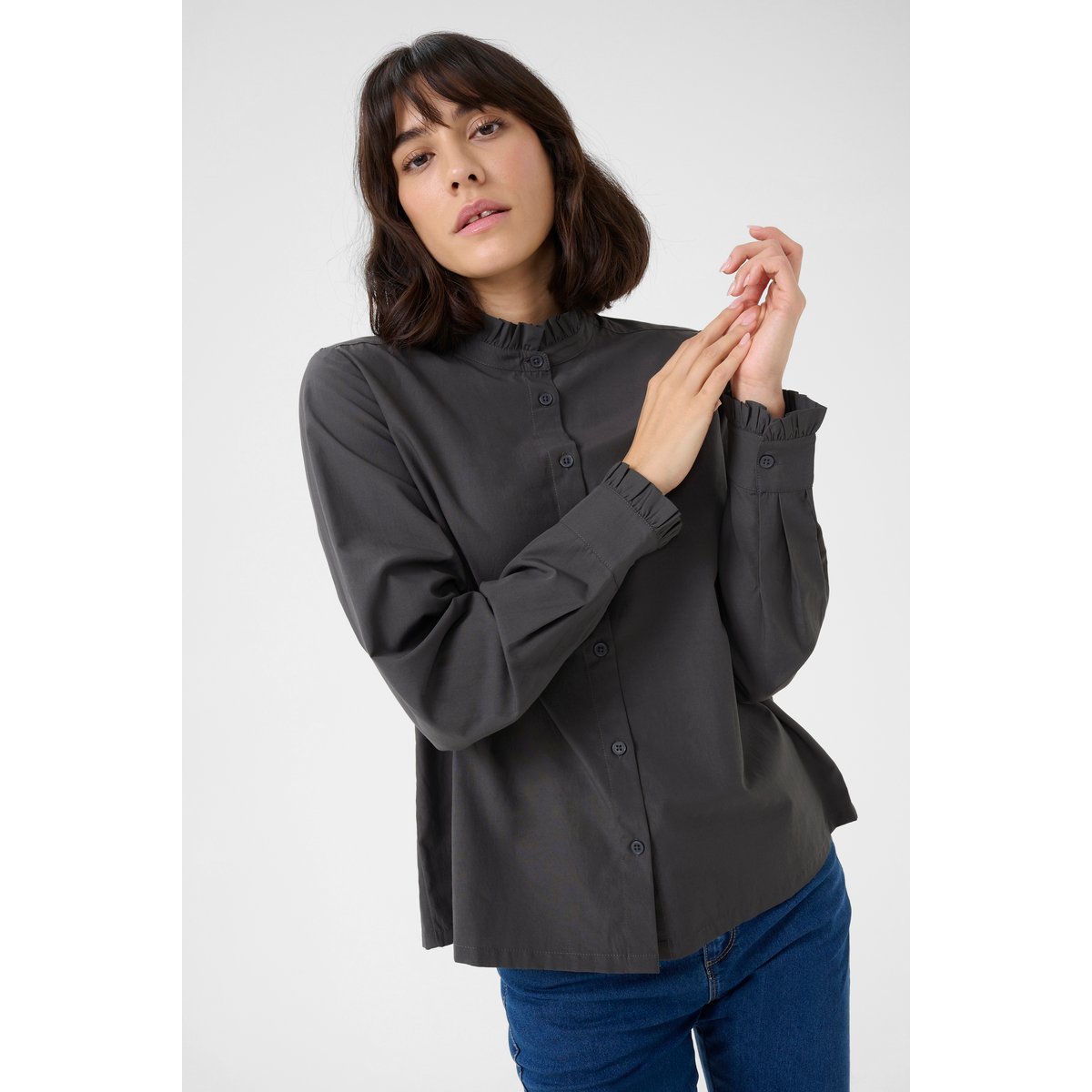 Long sleeved shirt noir black oyester, KAFFE