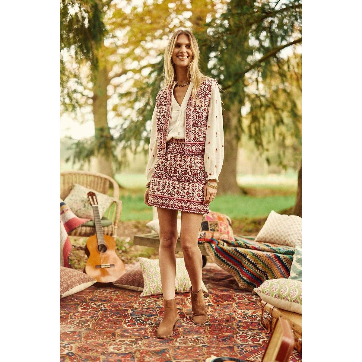 Printed Sleeveless Jacket, VILMA pink print, LA PETITE ETOILE