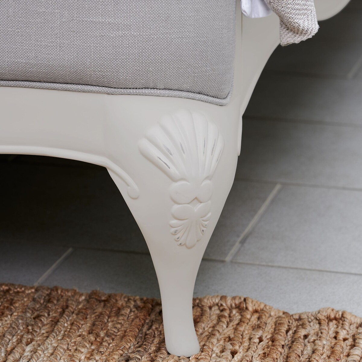 Etienne French-Vintage Upholstered Bed grey white , WILLIS & GAMBIER