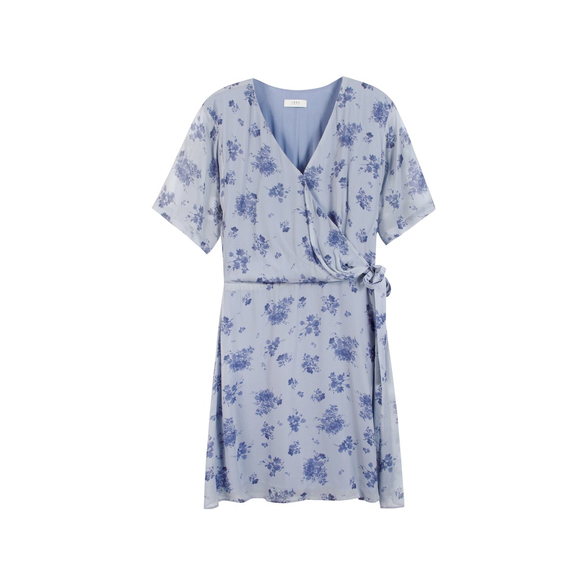 Robe courte fluide imprimé floral à nouer côté bleu, IKKS
