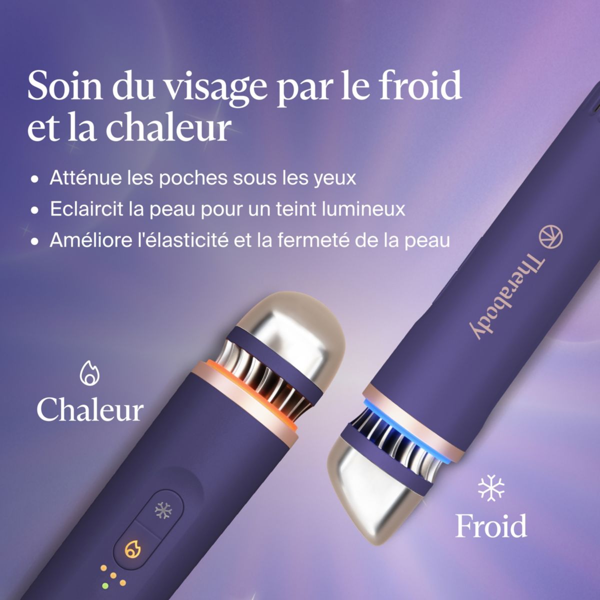 Appareil éclat visage TheraFace anti-cernes indigo couleur unique, THERAGUN