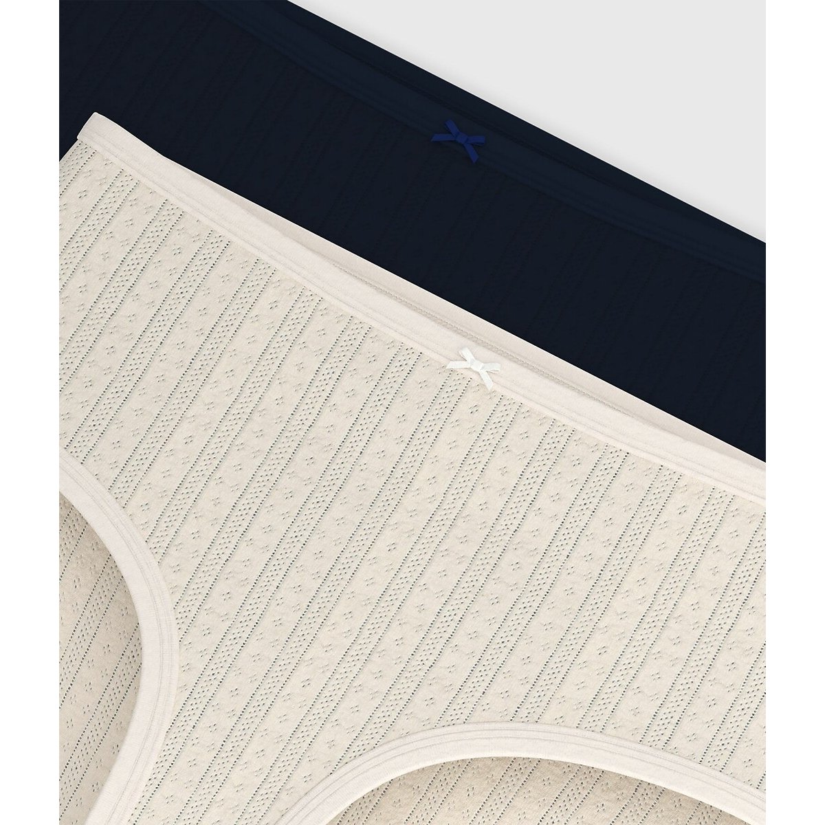Lot de 2 culottes hautes en coton marine + écru, PETIT BATEAU