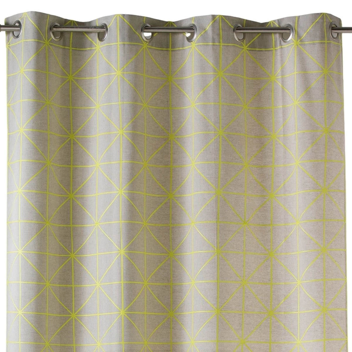 Rideau toile de coton à imprimés graphiques jaune, HOME MAISON