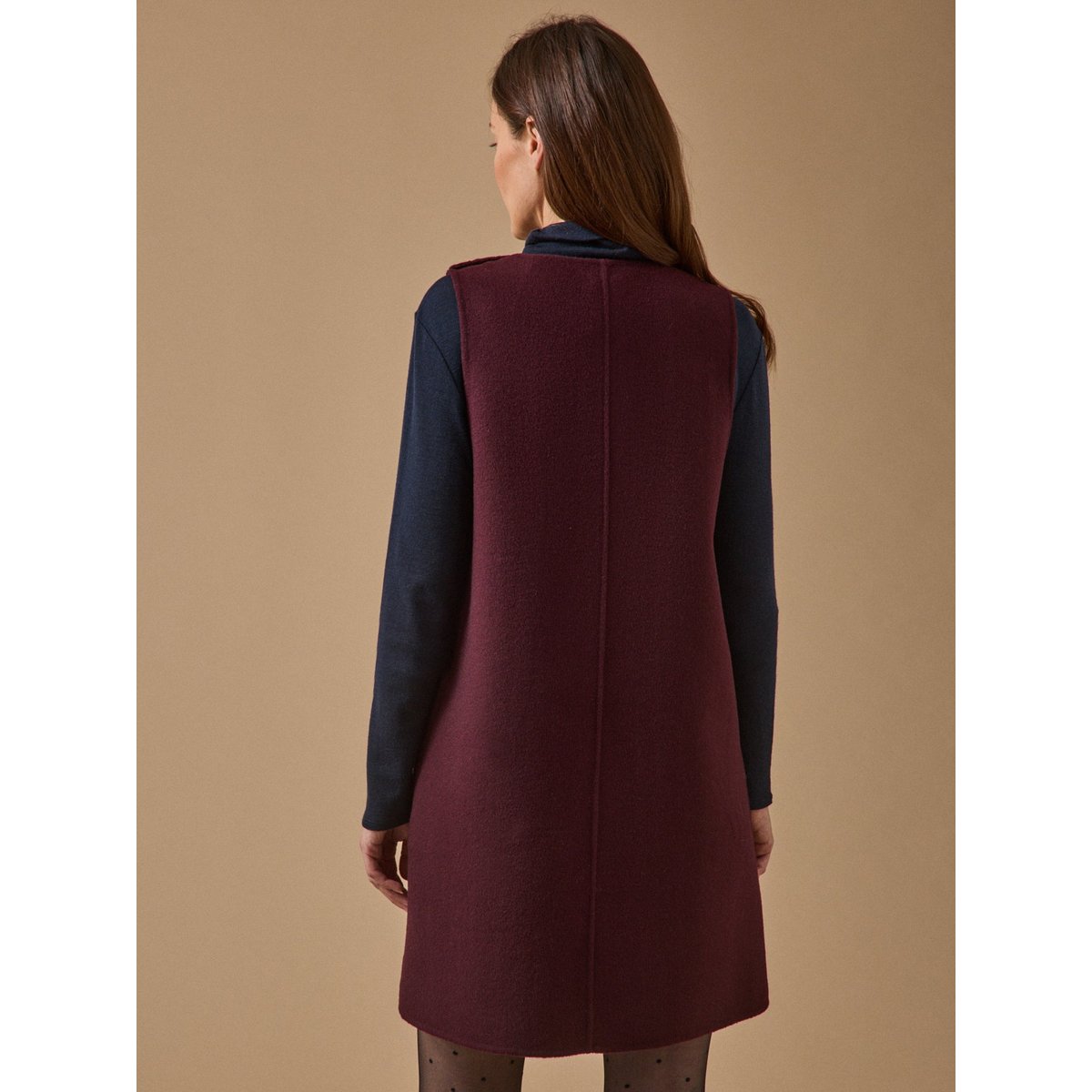 Robe courte lainage double face bordeaux fonce, CYRILLUS