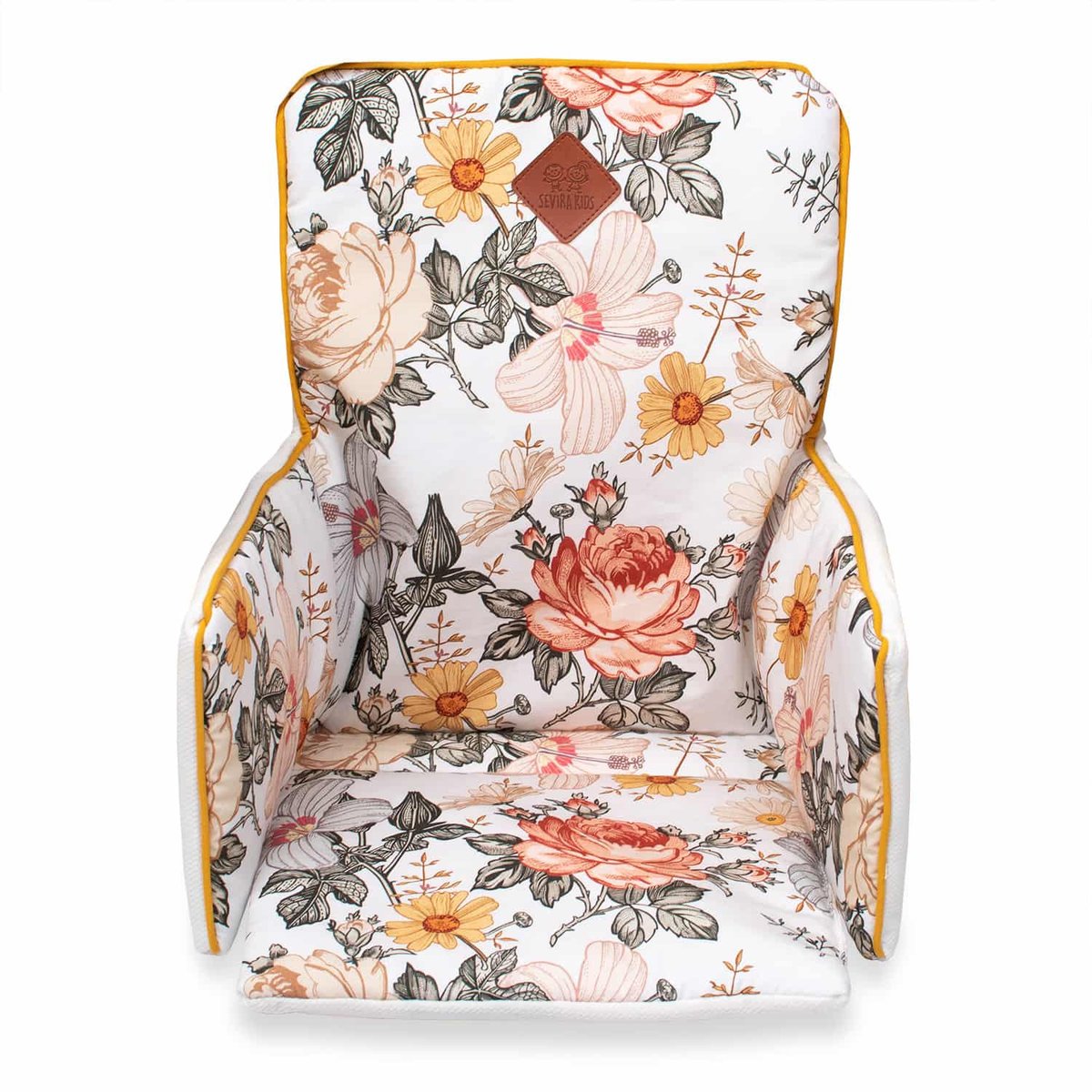 Coussin de chaise haute réversible NÉO VINTAGE néo vintage imprimé floral, beige, blanc, SEVIRA KIDS