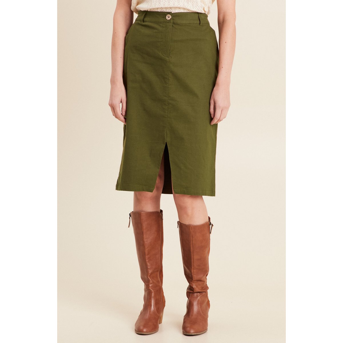 Jupe crayon vert olive, BREAL